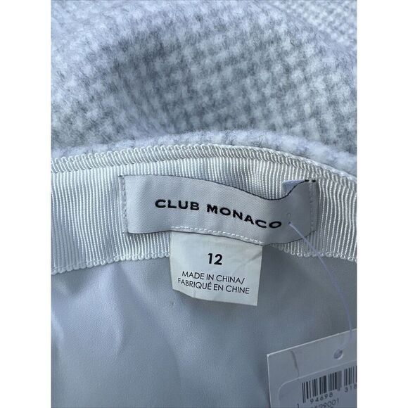 Club Monaco NWT Centie Plaid Mini Skirt Light Heather‎ Grey And White Size 12 - Picture 5 of 7